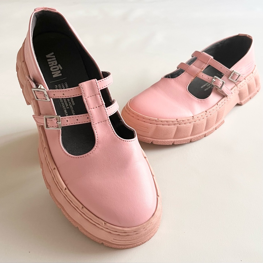 VIRON Pink Appleskin VEGAN LEATHER Maryjanes platform 38 Mary janes